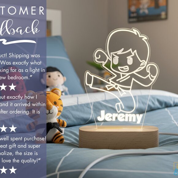 Karate Custom Name Light | Personalized LED Martial Arts Sign | Kids Gift - Picture 7 of 8